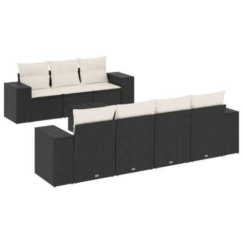 Vrtna garnitura - 8-dijelni set vrtnih sofa od poliratana s jastucima crni - Crna i krem 1 Cijena