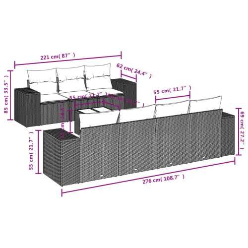 Vrtna garnitura - 8-dijelni set vrtnih sofa od poliratana s jastucima crni - Crna i krem 1 Cijena