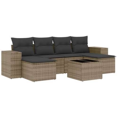 Vrtna garnitura - 7-dijelni set vrtnih sofa sivi od poliratana - siva i tamnosiva Sa stolom 1 Cijena