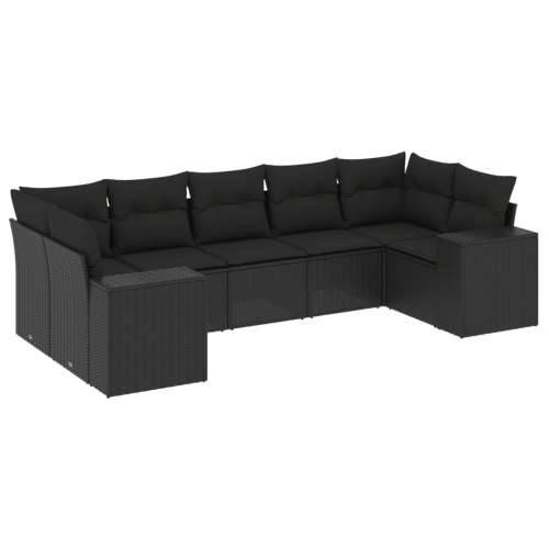 Vrtna garnitura - 7-dijelni set vrtnih sofa od poliratana s jastucima crni - Crna 1 Cijena