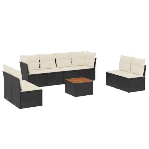 Vrtna garnitura - 9-dijelni set vrtnih sofa s jastucima crni od poliratana - Crna i krem 1 Cijena