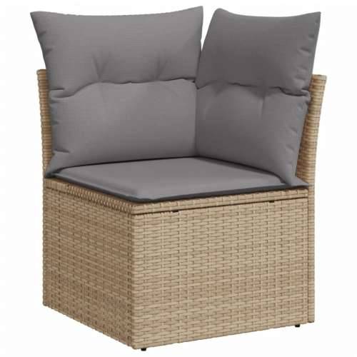 Vrtna garnitura - 6-dijelni set vrtnih sofa s jastucima bež od poliratana - mješavina bež i sive 2x middle + 3x corner + table 1 Cijena