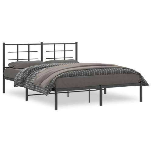 Metalni okvir za krevet s uzglavljem crni 150x200 cm - Crna 150 x 200 cm s uzglavljem Cijena