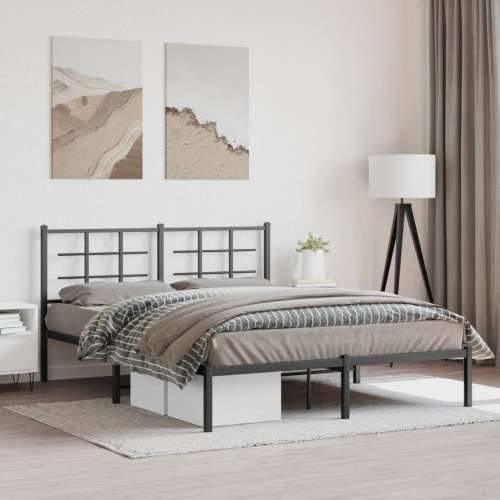 Metalni okvir za krevet s uzglavljem crni 150x200 cm - Crna 150 x 200 cm s uzglavljem Cijena