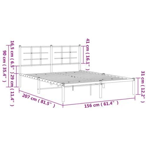 Metalni okvir za krevet s uzglavljem crni 150x200 cm - Crna 150 x 200 cm s uzglavljem Cijena