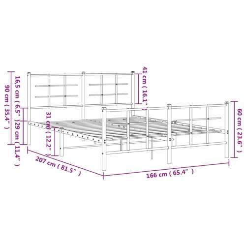 Metalni okvir kreveta uzglavlje i podnožje crni 160x200 cm - Crna 160 x 200 cm s uzglavljem i podnožjem Cijena