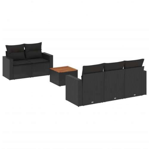 Vrtna garnitura - 6-dijelni set vrtnih sofa s jastucima crni od poliratana - Crna 1 Cijena