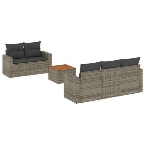 Vrtna garnitura - 6-dijelni set vrtnih sofa od poliratana s jastucima sivi - siva i tamnosiva 1 Cijena
