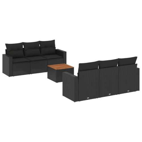 Vrtna garnitura - 7-dijelni set vrtnih sofa od poliratana s jastucima crni - Crna 1 Cijena