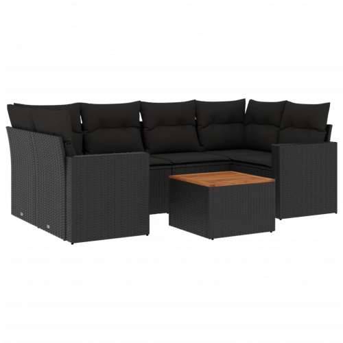 Vrtna garnitura - 7-dijelni set vrtnih sofa od poliratana s jastucima crni - Crna 1 Cijena