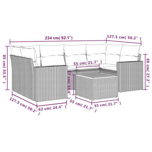 Vrtna garnitura - 7-dijelni set vrtnih sofa od poliratana s jastucima crni - Crna 1 Cijena