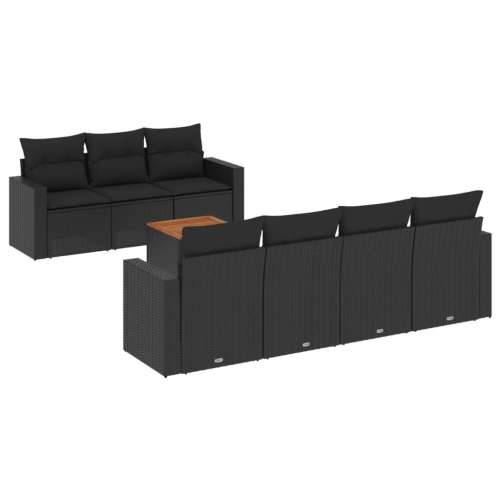 Vrtna garnitura - 8-dijelni set vrtnih sofa od poliratana s jastucima crni - Crna 1 Cijena