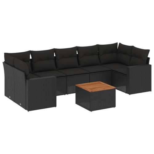 Vrtna garnitura - 8-dijelni set vrtnih sofa od poliratana s jastucima crni - Crna 1 Cijena