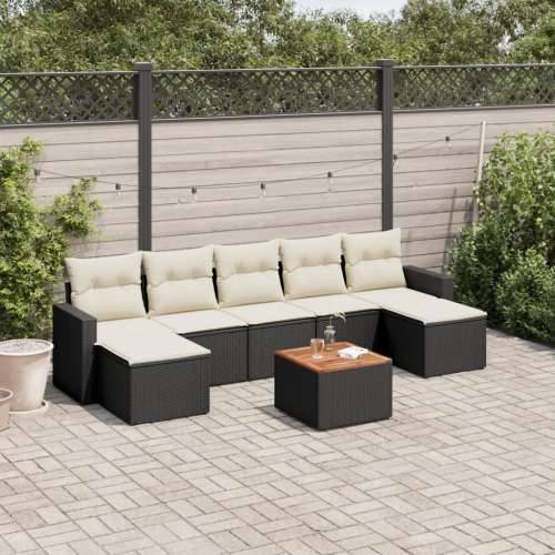 Vrtna garnitura - 8-dijelni set vrtnih sofa od poliratana s jastucima crni - Crna i krem 1 Cijena