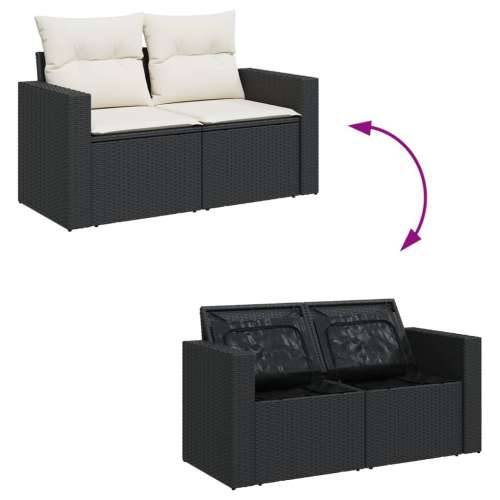 Vrtna garnitura - 14-dijelni set vrtnih sofa s jastucima poliratan crni - Crna i krem 1 Cijena