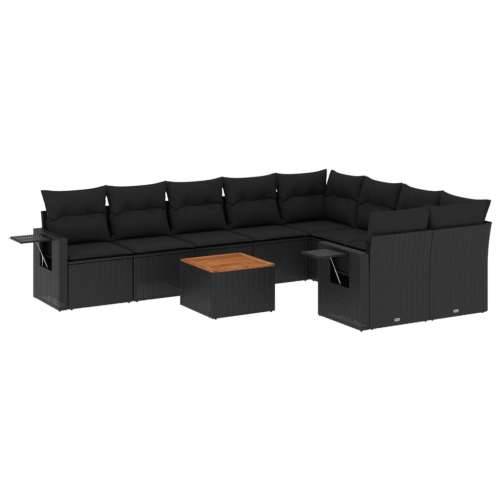 Vrtna garnitura - 10-dijelni set vrtnih sofa s jastucima crni od poliratana - Crna stol + 2x kutna + 5x srednja 1 Cijena