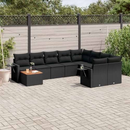 Vrtna garnitura - 10-dijelni set vrtnih sofa s jastucima crni od poliratana - Crna stol + 5x srednja + 2x kutna 1 Cijena