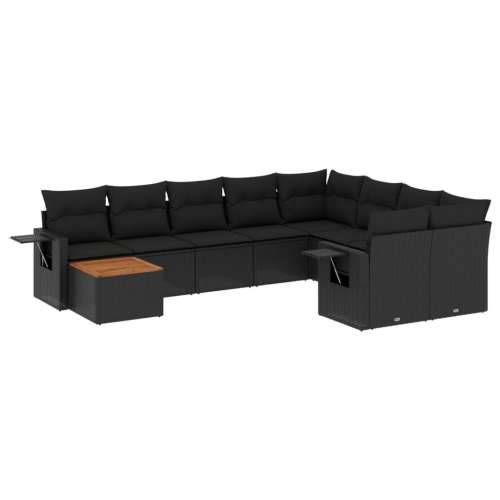 Vrtna garnitura - 10-dijelni set vrtnih sofa s jastucima crni od poliratana - Crna stol + 5x srednja + 2x kutna 1 Cijena