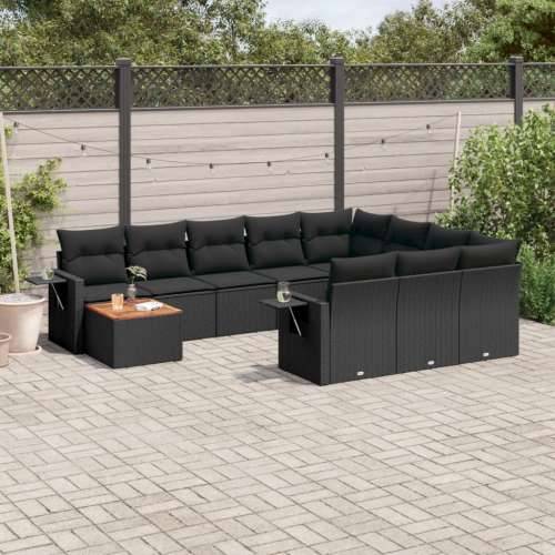 Vrtna garnitura - 11-dijelni set vrtnih sofa od poliratana s jastucima crni - Crna stol + 2x kutna + 6x srednja 1 Cijena