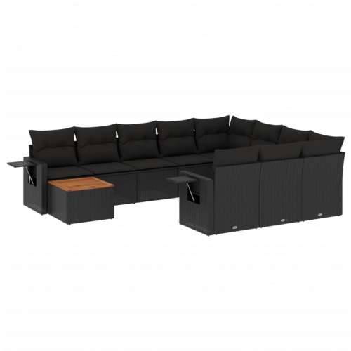 Vrtna garnitura - 11-dijelni set vrtnih sofa od poliratana s jastucima crni - Crna stol + 2x kutna + 6x srednja 1 Cijena