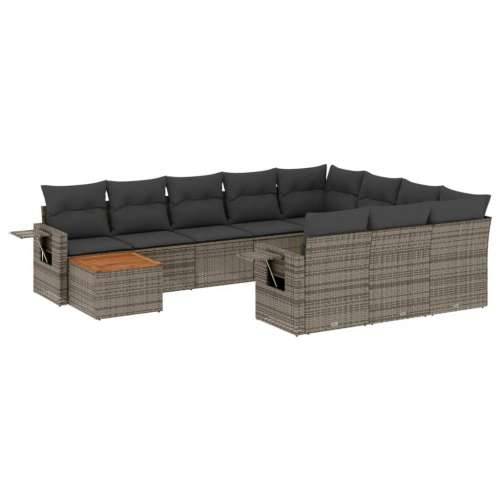 Vrtna garnitura - 11-dijelni set vrtnih sofa od poliratana s jastucima sivi - siva i tamnosiva stol + 2x kutna + 6x srednja 1 Cijena