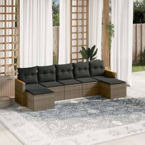 Vrtna garnitura - 7-dijelni set vrtnih sofa sivi od poliratana - Siva Bez stola 1 Cijena