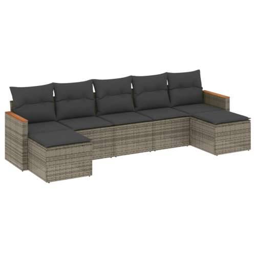 Vrtna garnitura - 7-dijelni set vrtnih sofa sivi od poliratana - Siva Bez stola 1 Cijena