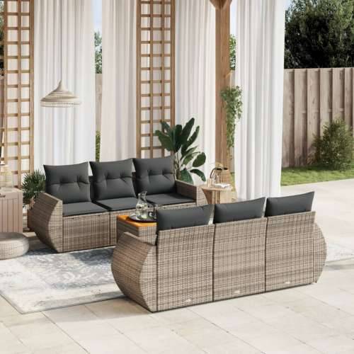 Vrtna garnitura - 7-dijelni set vrtnih sofa sivi od poliratana - Siva 1 Cijena
