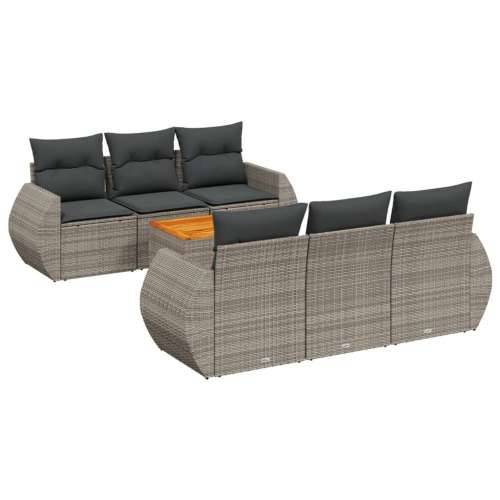 Vrtna garnitura - 7-dijelni set vrtnih sofa sivi od poliratana - Siva 1 Cijena