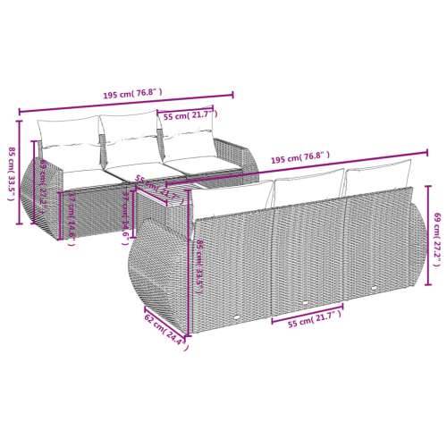Vrtna garnitura - 7-dijelni set vrtnih sofa sivi od poliratana - Siva 1 Cijena