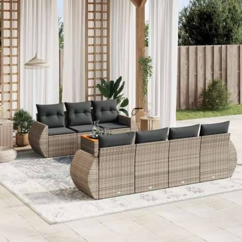 Vrtna garnitura - 8-dijelni set vrtnih sofa od poliratana s jastucima sivi - Siva 1 Cijena