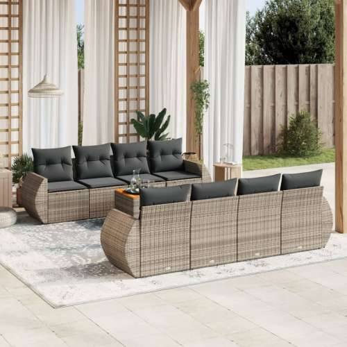 Vrtna garnitura - 9-dijelni set vrtnih sofa od poliratana s jastucima sivi - Siva 1 Cijena