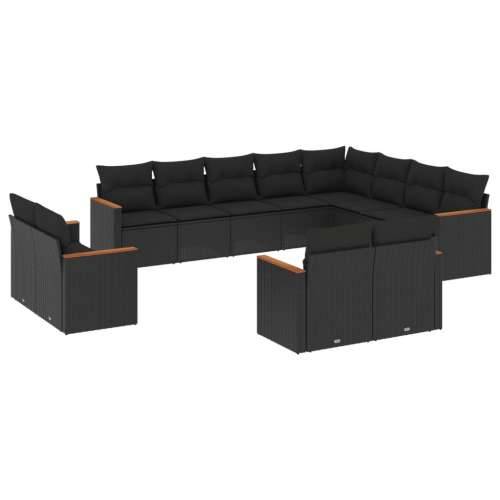 Vrtna garnitura - 12-dijelni set vrtnih sofa od poliratana s jastucima crni - Crna Bez stola 1 Cijena