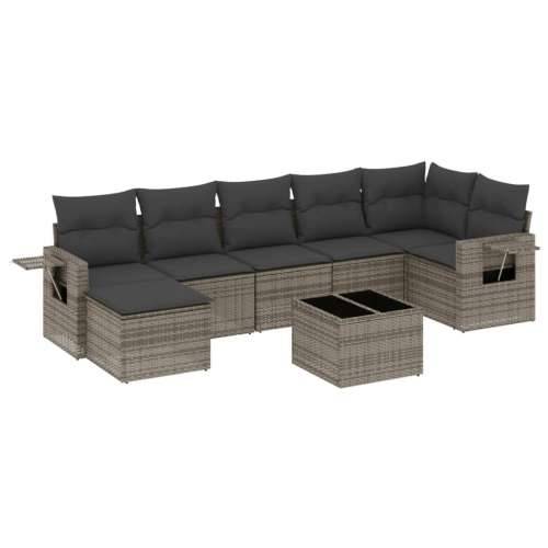 Vrtna garnitura - 8-dijelni set vrtnih sofa od poliratana s jastucima sivi - siva i tamnosiva Sa stolom 1 Cijena