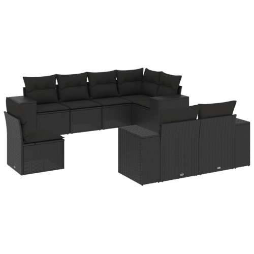 Vrtna garnitura - 8-dijelni set vrtnih sofa od poliratana s jastucima crni - Crna Bez stola 1 Cijena
