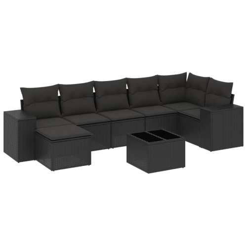 Vrtna garnitura - 8-dijelni set vrtnih sofa od poliratana s jastucima crni - Crna Sa stolom 1 Cijena