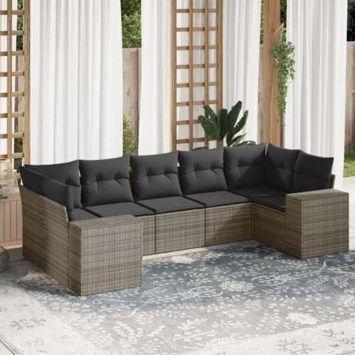 Vrtna garnitura - 7-dijelni set vrtnih sofa sivi od poliratana - siva i tamnosiva 1 Cijena