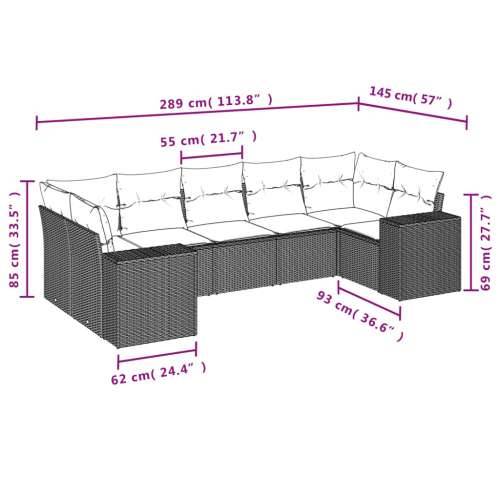 Vrtna garnitura - 7-dijelni set vrtnih sofa sivi od poliratana - siva i tamnosiva 1 Cijena