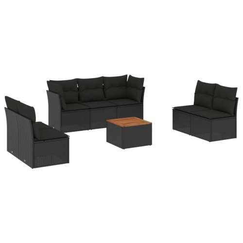 Vrtna garnitura - 8-dijelni set vrtnih sofa od poliratana s jastucima crni - Crna 2x kutna + 5x srednja + stol 1 Cijena