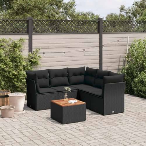 Vrtna garnitura - 6-dijelni set vrtnih sofa s jastucima crni od poliratana - Crna 2x middle + 3x corner + table 1 Cijena