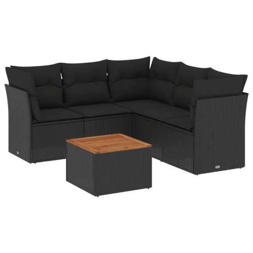 Vrtna garnitura - 6-dijelni set vrtnih sofa s jastucima crni od poliratana - Crna 2x middle + 3x corner + table 1 Cijena