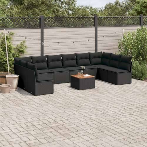 Vrtna garnitura - 11-dijelni set vrtnih sofa od poliratana s jastucima crni - Crna 1 Cijena