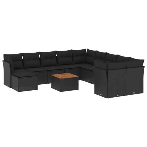 Vrtna garnitura - 12-dijelni set vrtnih sofa od poliratana s jastucima crni - Crna 1 Cijena