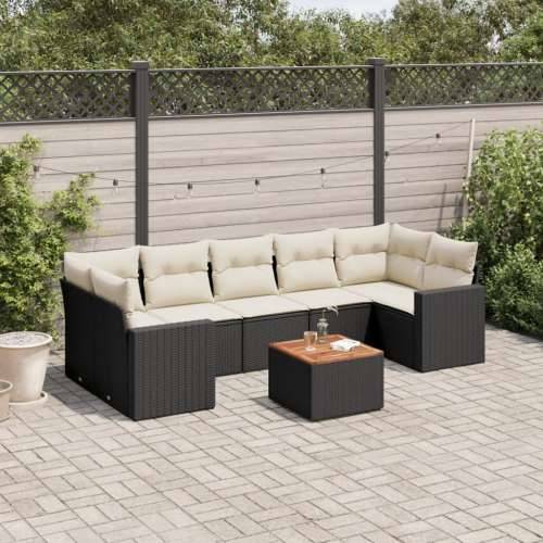 Vrtna garnitura - 8-dijelni set vrtnih sofa od poliratana s jastucima crni - Crna i krem 1 Cijena