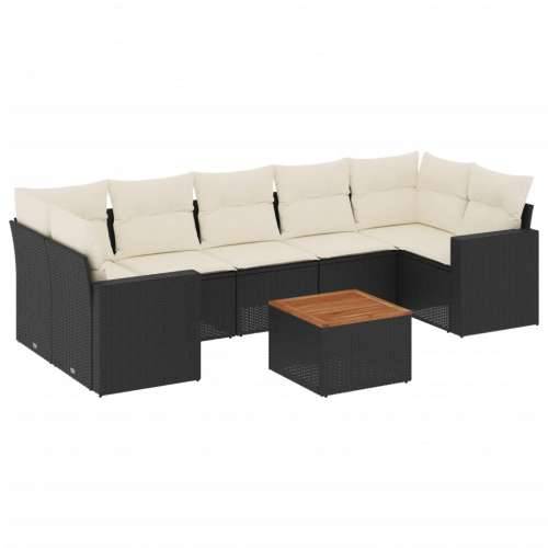 Vrtna garnitura - 8-dijelni set vrtnih sofa od poliratana s jastucima crni - Crna i krem 1 Cijena
