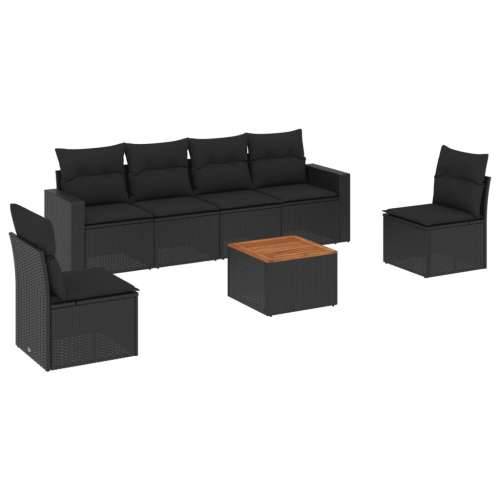 Vrtna garnitura - 7-dijelni set vrtnih sofa od poliratana s jastucima crni - Crna 1 Cijena
