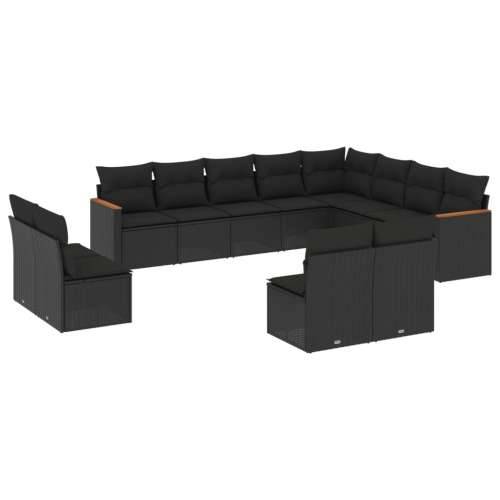 Vrtna garnitura - 12-dijelni set vrtnih sofa od poliratana s jastucima crni - Crna Bez stola 1 Cijena