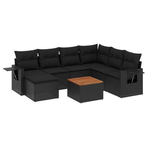 Vrtna garnitura - 8-dijelni set vrtnih sofa od poliratana s jastucima crni - Crna 3x srednja + stol + kutna 1 Cijena
