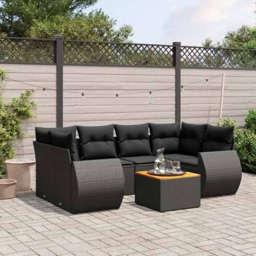 Vrtna garnitura - 7-dijelni set vrtnih sofa od poliratana s jastucima crni - Crna 1 Cijena