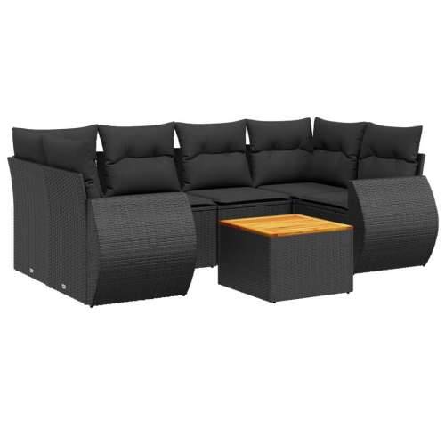 Vrtna garnitura - 7-dijelni set vrtnih sofa od poliratana s jastucima crni - Crna 1 Cijena